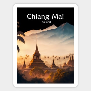 Chiang Mai Thailand No. 1: Mountain Paradise; Temples in Northern Thailand on a Dark Background Magnet